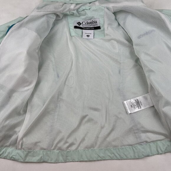 Columbia Hooded Windbreaker Youth Girls (7-8) Nylon Shell Mesh Lining Green - Picture 8 of 14